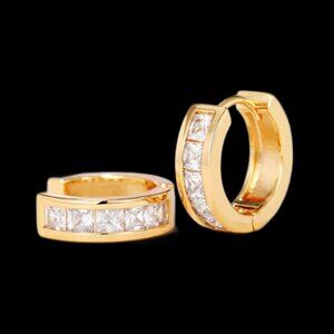 18kt Yellow Gold Plated CZ Studded Huggies